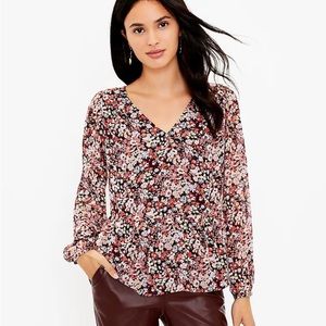 🔥 2 for $25 LOFT | Floral V-Neck Peplum Blouse